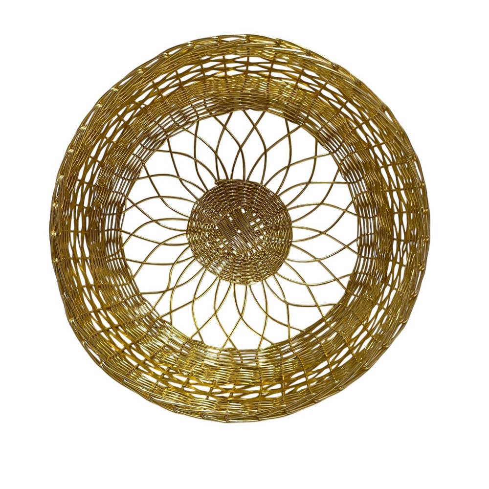 Gold Toned Metal Wire Basket Vintage 7 1/2 " Diam. Concentric Circular‎ Design